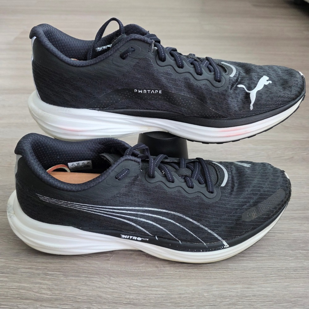 Puma Deviate Nitro 2 Mens Running Shoes Black White 376807-01 Size 11.5